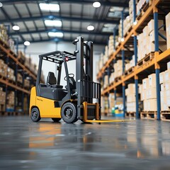 forklift in warehouse, industrial logistics. generative ai