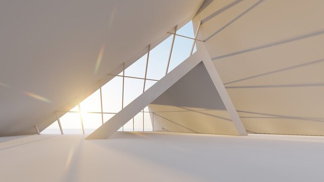 Architecture background geometric arched interior 3d render
