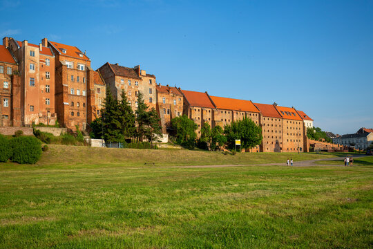 14th century Grudziadz Granaries, fortification complex of river bank on the Vistula river, Grudziadz, Poland