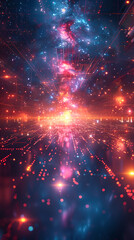 Orbit of Universe colourful abstract background,3d illustration of abstract fractal composition with glowing particles in space