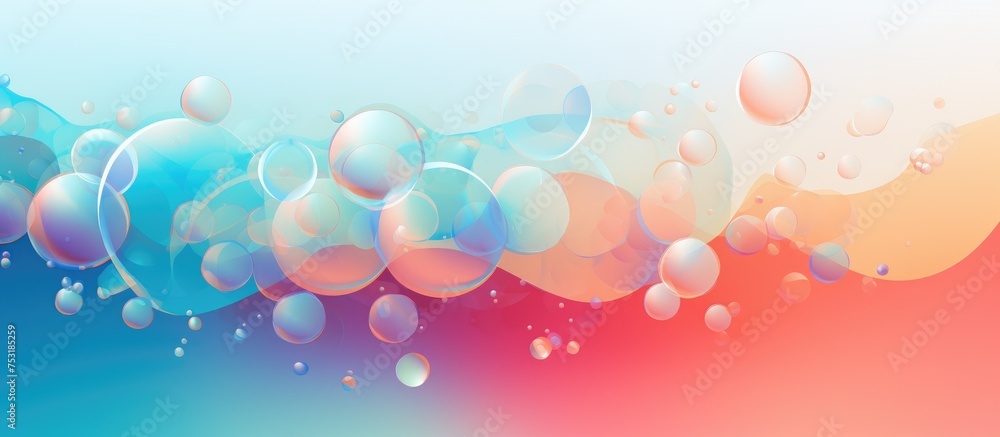 Poster abstract illustration with colorful bubbles on gradient background