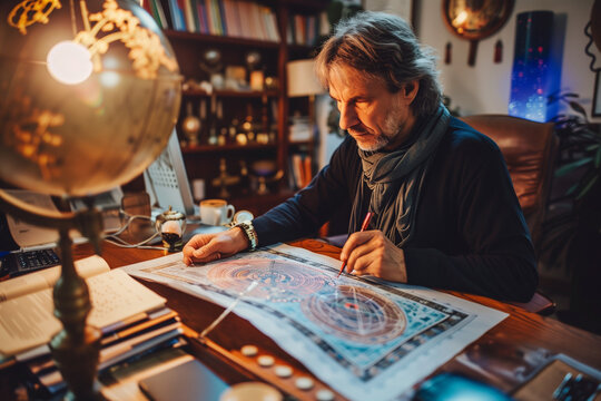 Astrologer calculates natal chart and makes a forecast