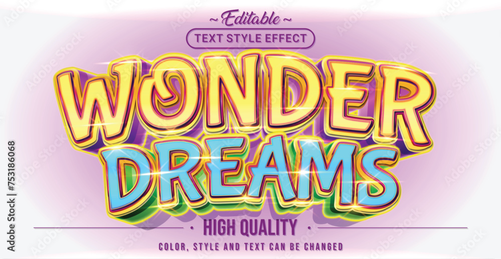 Poster editable text style effect - wonder dreams text style theme.