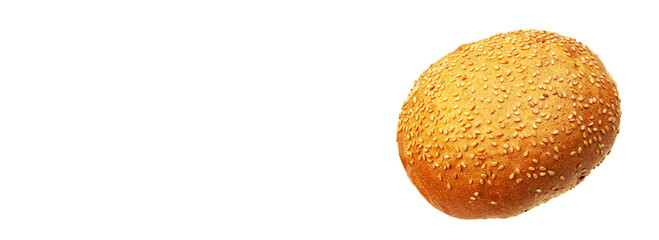 bun with burger jam on a white background. concept of baking buns with sesame seeds	