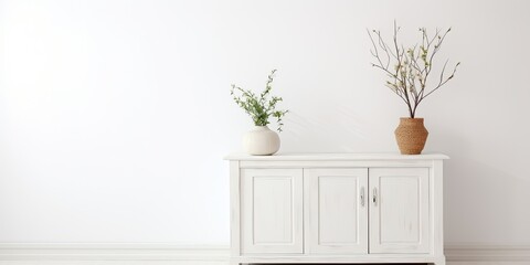 White cabinet in a white setting.