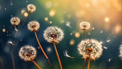 Rolgordijnen dandelion in the wind,flowers are in wind.ripen flower © SEERAT