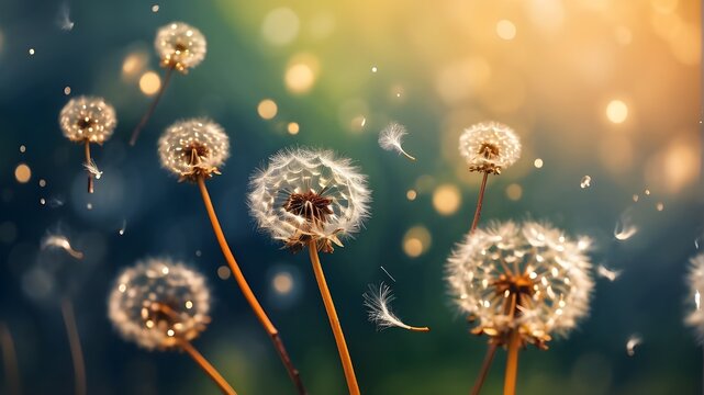dandelion in the wind,flowers are in wind.ripen flower