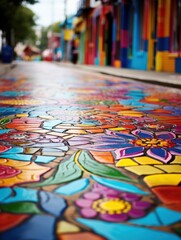 Fototapeta premium Colorful floor covered in various vibrant hues