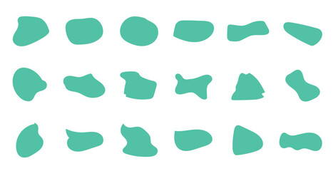 Abstract fluid blob shapes vector set. Collection forms for design and paint liquid light green blotch shape.