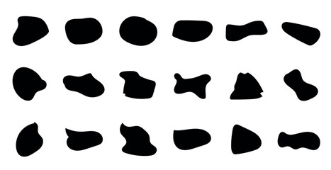 Abstract fluid blob shapes vector set. Collection forms for design and paint liquid black blotch shapes