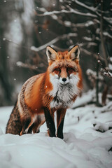 Majestic Red Fox Standing in a Winter Wonderland Snow Scene Banner