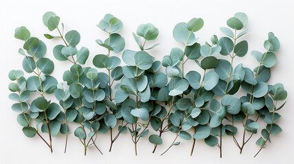 Eucalyptus leaves on white background