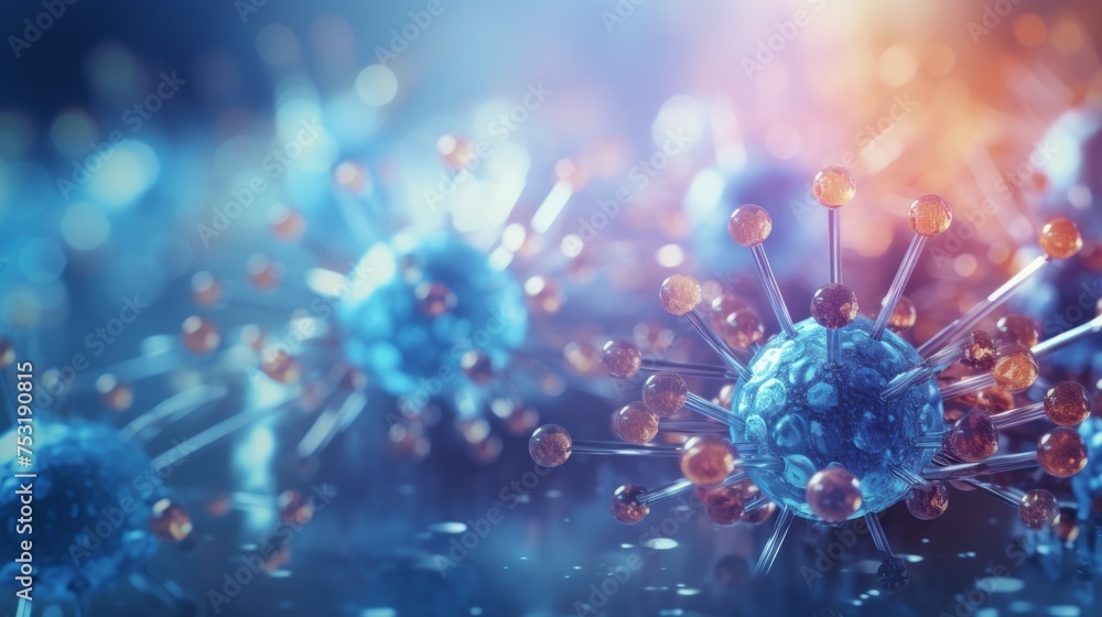 Poster microbiology lab scene for presentation slide generative ai