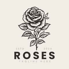Vintage rose flower logo template. Generative AI