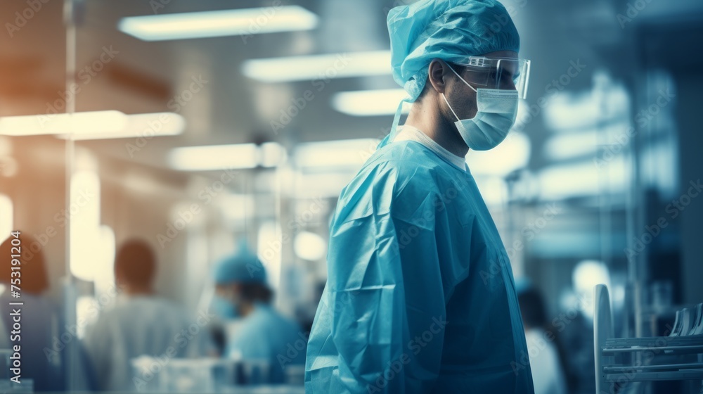 Poster blurred anesthesiology scene for presentation slide generative ai