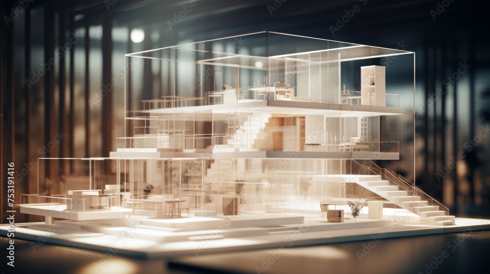 Aufkleber modern architectural engineering scene for presentation generative ai