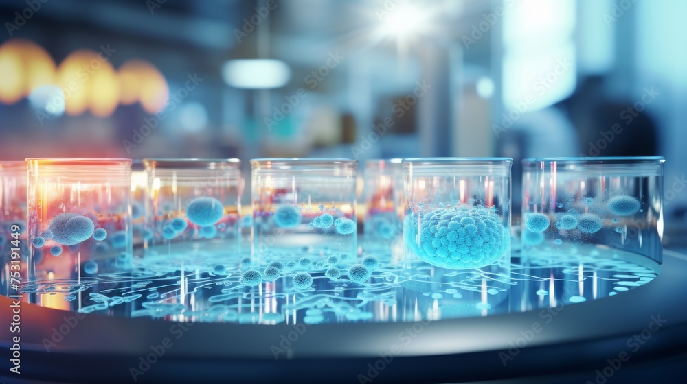 Poster microbiology lab scene for presentation slide generative ai