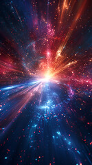Lightspeed travel background. Galaxy and cosmos exploration, A dynamic stock illustration depicting a spaceship entering hyperspace, with blurred stars in the background,abstract background with rays