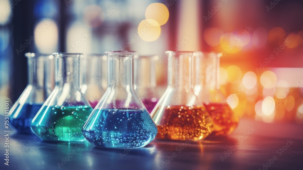 Aufkleber colorful science scene for presentation slide generative ai