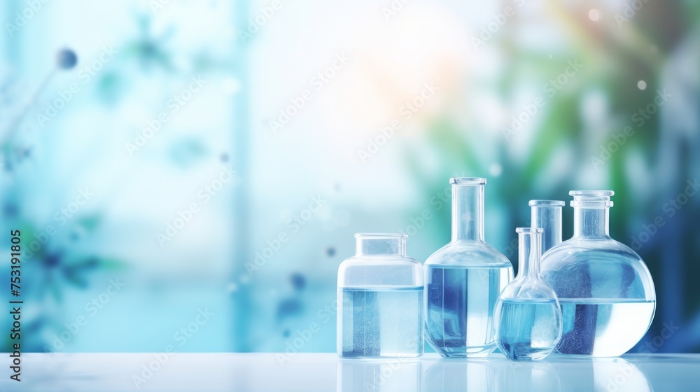 Poster cosmetic science: blurred scene for presentation slide generative ai