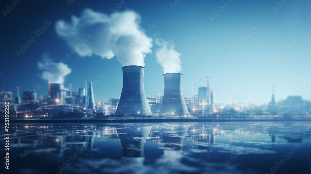 Aufkleber nuclear engineering: blurred scene for presentation slide generative ai