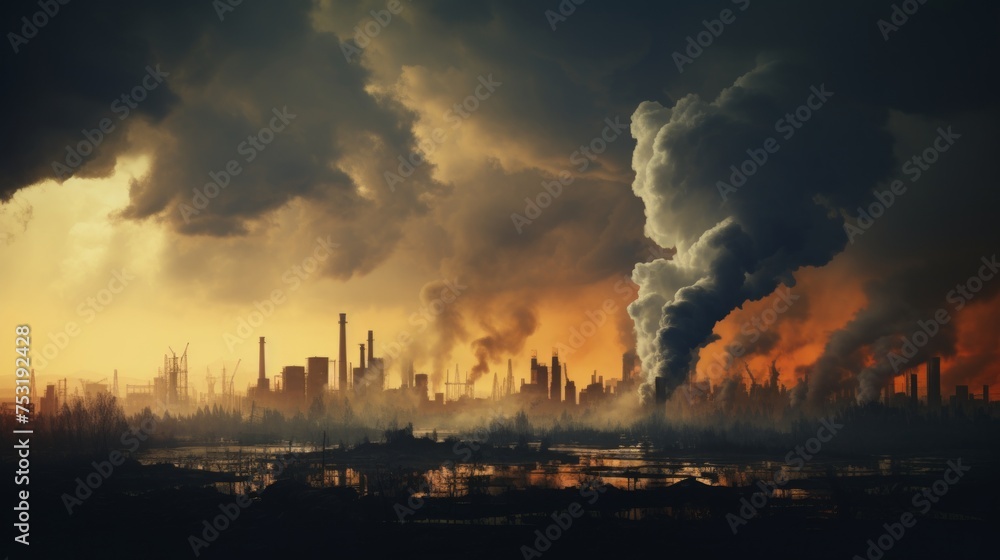 Aufkleber pollution control scene for presentation slide generative ai