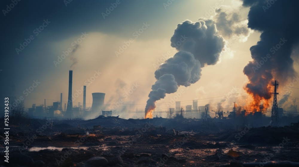 Aufkleber pollution control scene for presentation slide generative ai