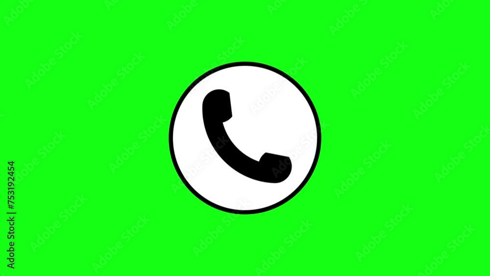 Poster call icon animation. call concept on mobile phone screen animation . glowing call icon isolated on g