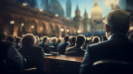 Fototapeta premium Political Science Presentation Slide Scene Generative AI