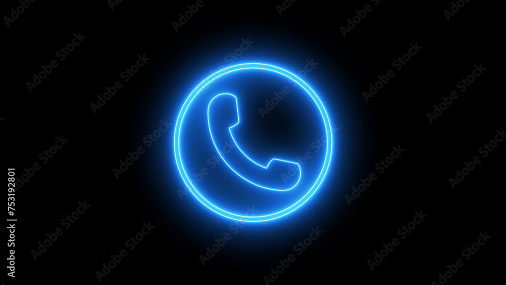 Poster call icon animation. call concept on mobile phone screen animation . glowing call icon isolated on b