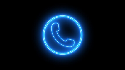 call icon animation. call concept on mobile phone screen animation . Glowing call icon isolated on black background.
