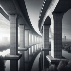  monochrome  bridge over the river