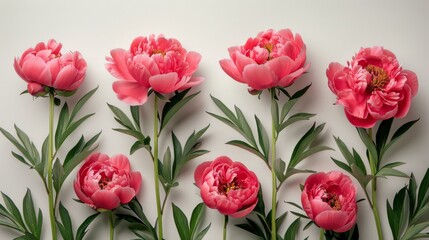 Pink Peonies Bouquet on Gray Background