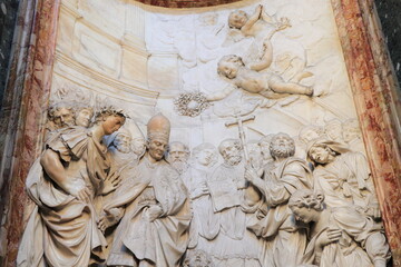 Sculpted Altarpiece Dedicated to Saint Alexis at the Sant'Agnese in Agone Church in Rome, Italy