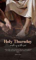 Holy thursday. Foot washing. Jesus washes the feet of his apostles during Holy Week.
