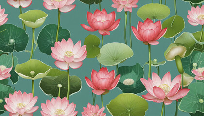 collection of lotus pods flowers isolated on a transparent background