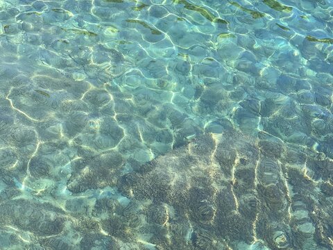 Blue clear sea water surface.