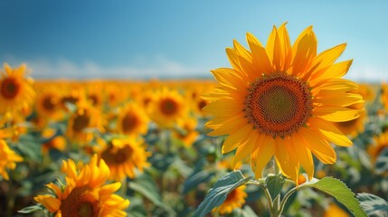 Field of Sunflowers With Mountains