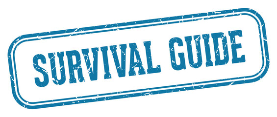 survival guide stamp. survival guide rectangular stamp on white background