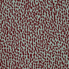 A seamless pattern of irregular crimson spots distributed on a teal background, reminiscent of a leopard's spots.