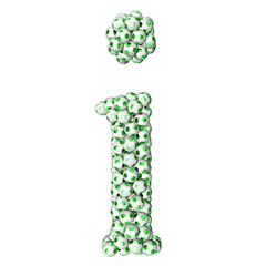 Symbols made from green soccer balls. letter i