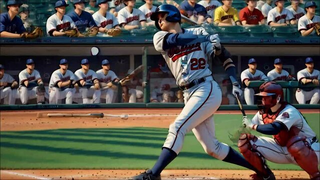 Baseball Player Swinging Bat Generative AI