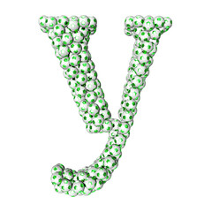 Symbols made from green soccer balls. letter y