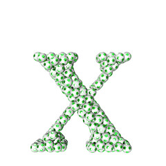 Symbols made from green soccer balls. letter x