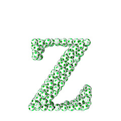 Symbols made from green soccer balls. letter z