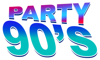 90's Party text, creative, design word, colorful Illustration