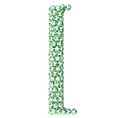 Symbols made from green soccer balls
