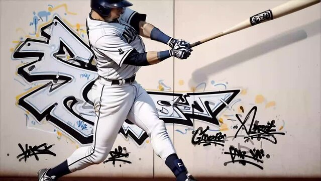 Baseball Player Swinging a Bat Animation Generative AI
