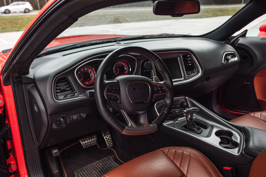 Stalowa Wola, Poland - March 03, 2024 - Dodge Challenger 6.2 Hellcat Widebody 717 KM
