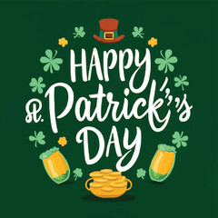 St.patrick's day  greeting card illustration template 